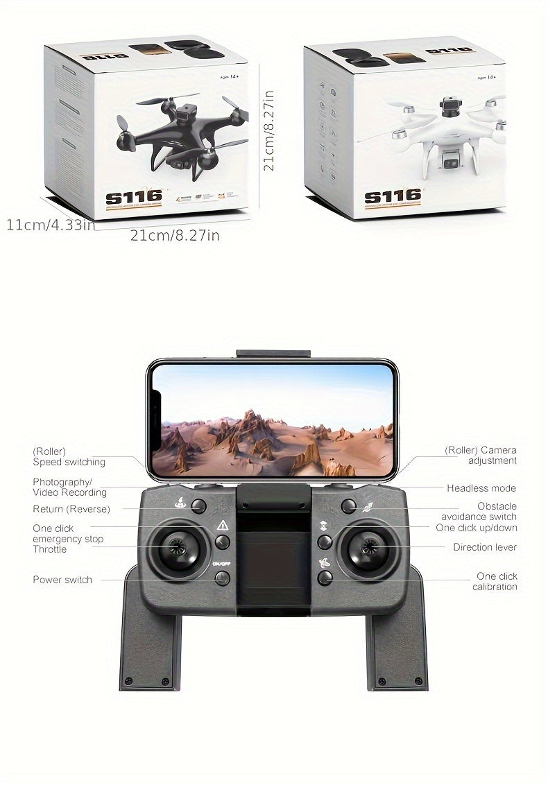 S116 MAX Drone With 4K Dual Camera, 360 Obstacle Avoidance, Brushless Motors, Optical Flow Positioning, WiFi FPV White 1 Battery