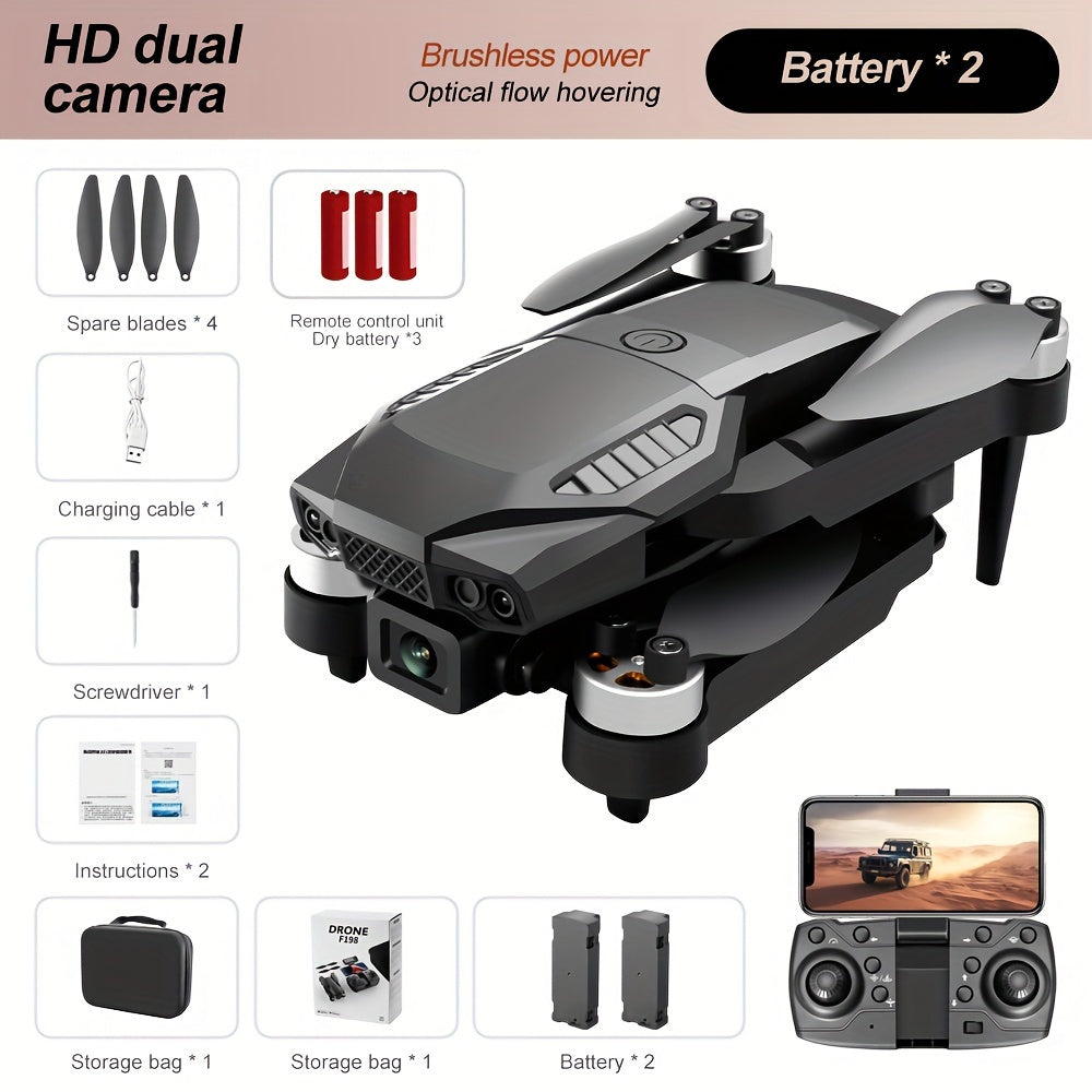 F198 Drone Professional Dual Camera 1080P WIFI FPV HD Aerial Photography Brushless Foldable Drone