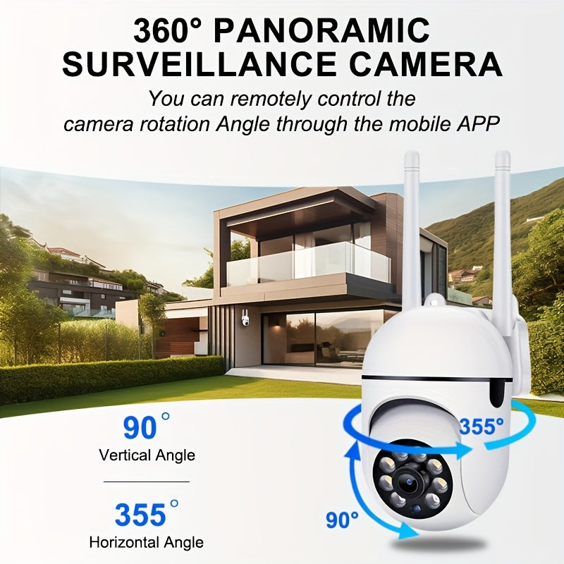 Courtyard Guardian Outdoor Spherical Camera Set - 1080P 360 Blind Spot Monitoring, Wireless 2.4G Anti-interference, Full-color Night Vision, Motion Tracking & Remote Viewing Via App