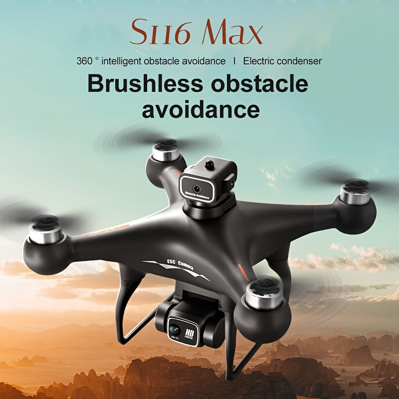 S116 MAX Drone With 4K Dual Camera, 360 Obstacle Avoidance, Brushless Motors, Optical Flow Positioning, WiFi FPV White 1 Battery