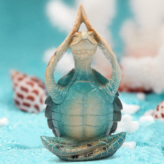 Sea Turtle Meditation Yoga Decor Garden Figurine Sea Turtle Meditating Coastal Beach Decorations Zen Yoga Resin Statue For Home Office Decorations Put The Palm Separate
