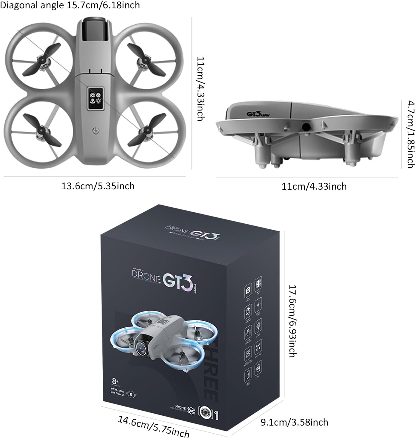 GT3 Mini Drone UAV RC Quadcopter 8K HD Dual Camera FPV Aerial Photography Obstacle Avoidance Optical Flow Positioning Remote control Quadcopter Toys