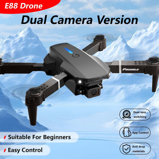 E88 Dual Camera Drone, WiFi FPV Double Folding RC Quadcopter Altitude Hold, Remote Control Toy For Beginners, Ideal Men's Gift For Outdoor Fun, Great For Christmas, Halloween, And Thanksgiving