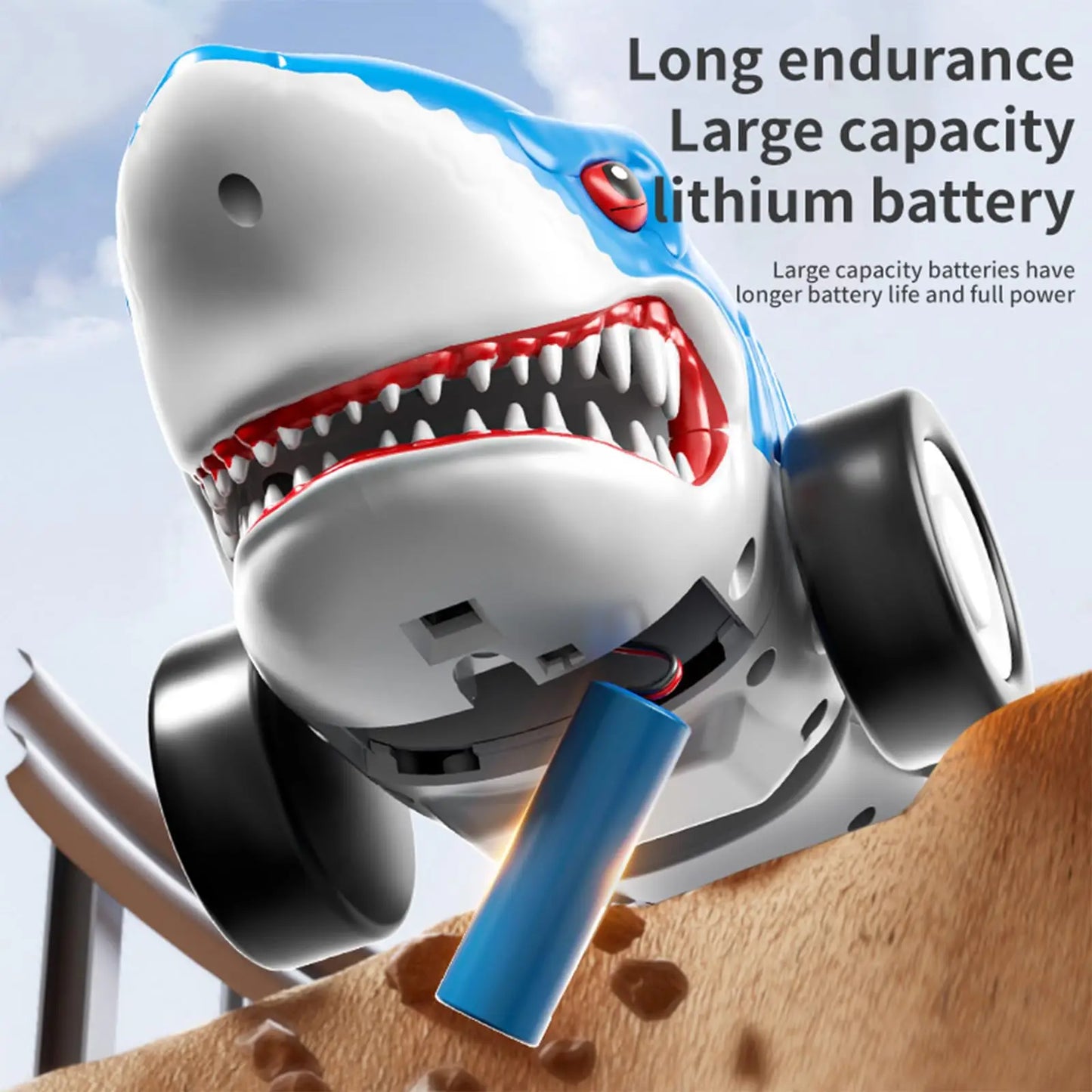 EPT Shark mainan mobil akrobat RC, dengan lampu dan fungsi ayunan pengendali jarak jauh hewan Rc mainan mobil hiu untuk anak-anak