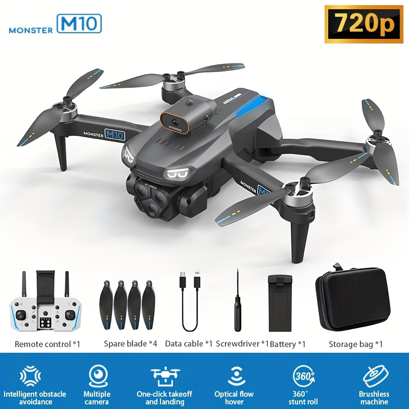 M10 Drone With Screen Control, Brushless Remote Control, Foldable Optical Flow Positioning  Toy