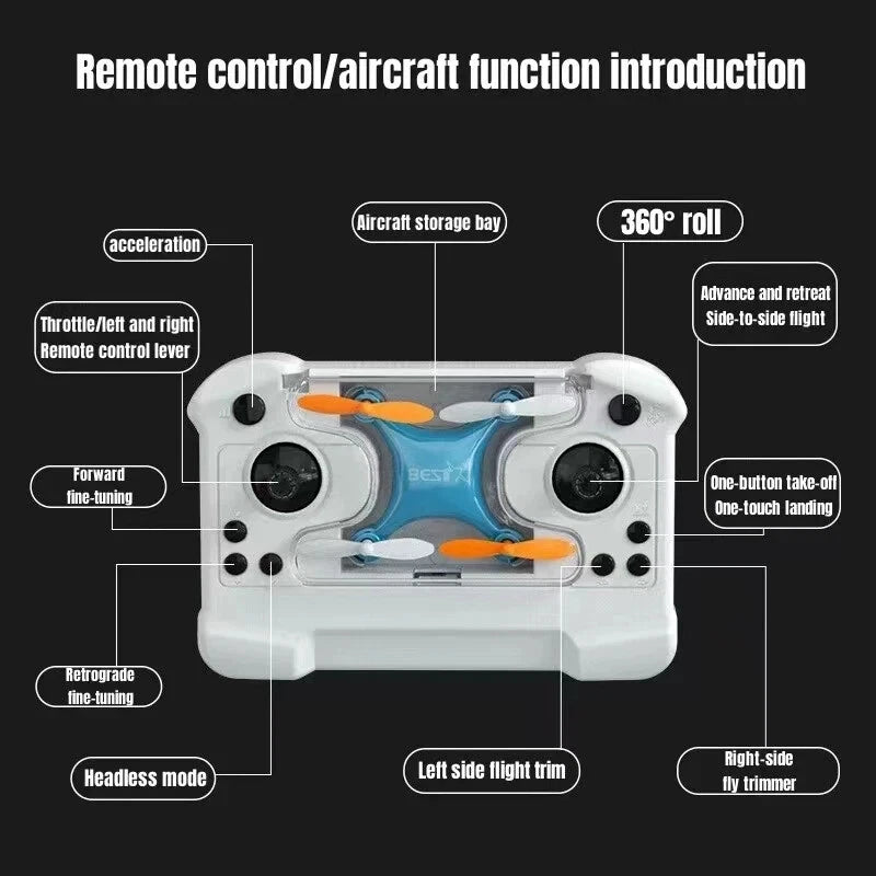 Best Mini Drone Remote Control Toy UAV Easy-Control, All Battery Included, Blue