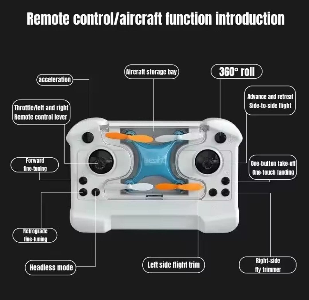 Best Mini Drone Remote Control Toy UAV Easy-Control, All Battery Included, Blue